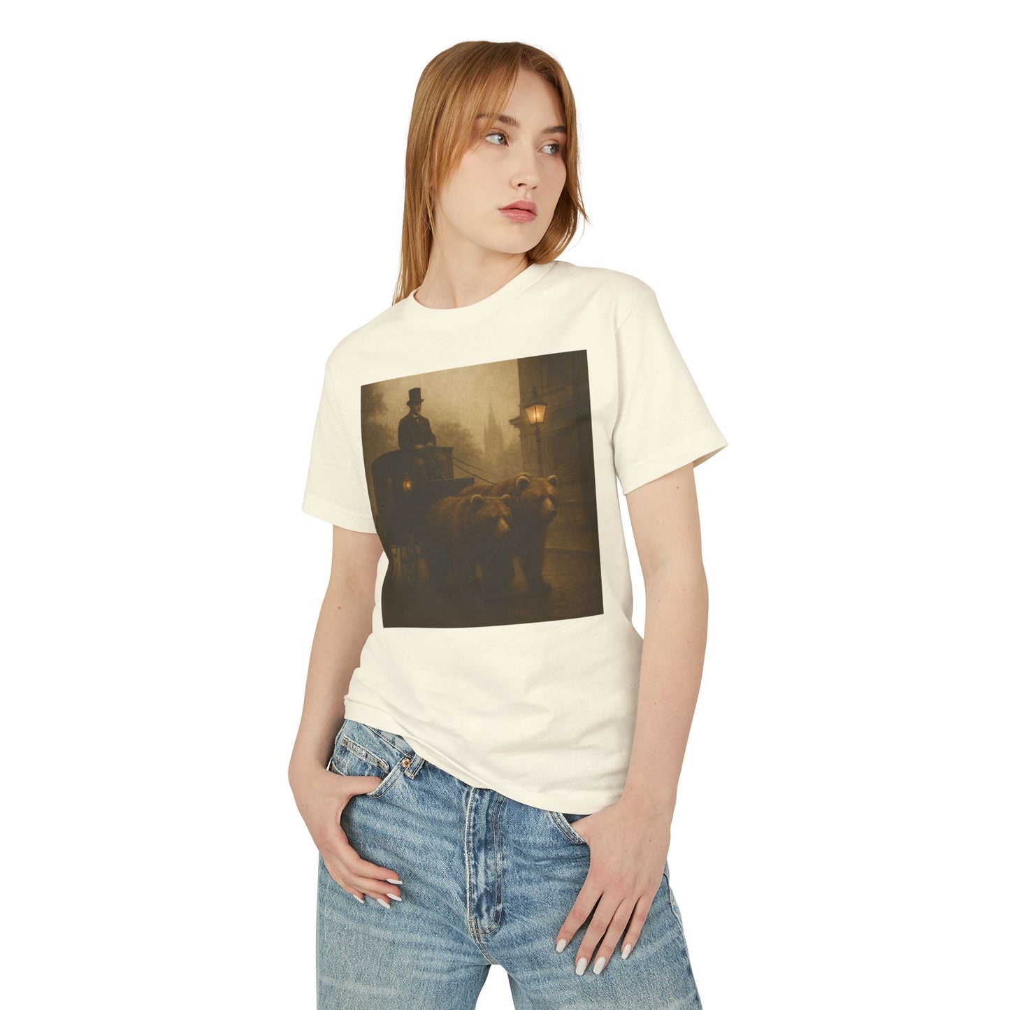 Bear Drawn Carriage Surreal Alternate Universe Unisex Tee