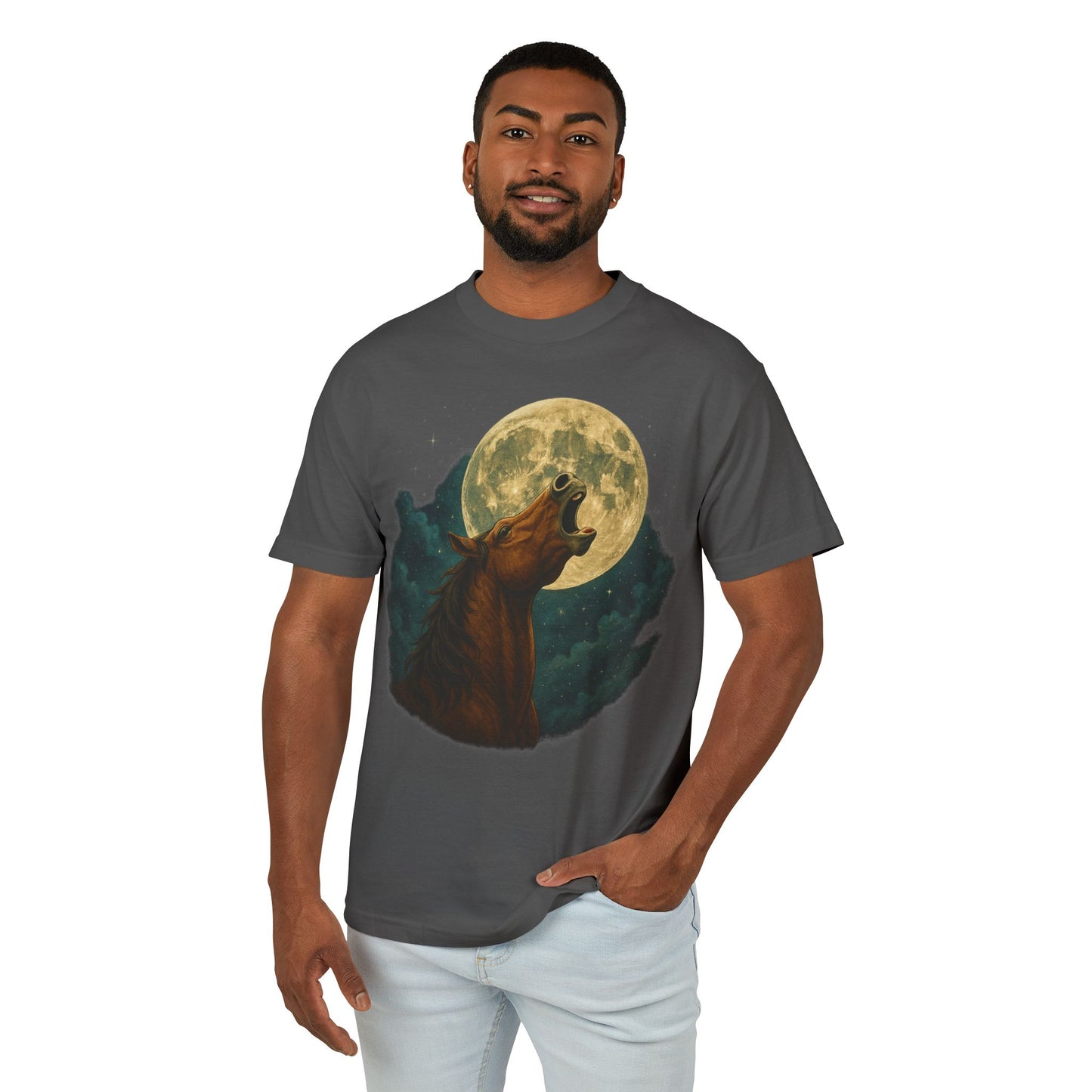 Neighing at the Moon Surreal Alternate Universe Unisex Tee